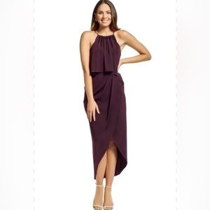 SHONA JOY Frill High Neck Maxi Dress - Aubergine
